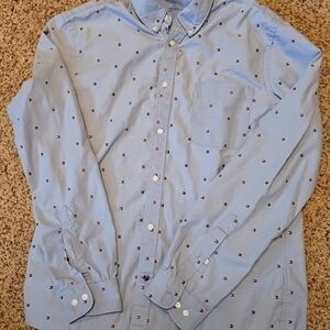 Tommy Hilfiger Light Blue Patterned Button-Down Shirt